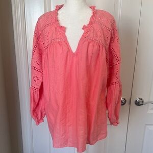 Style & Co. Coral Eyelet Peasant Tunic